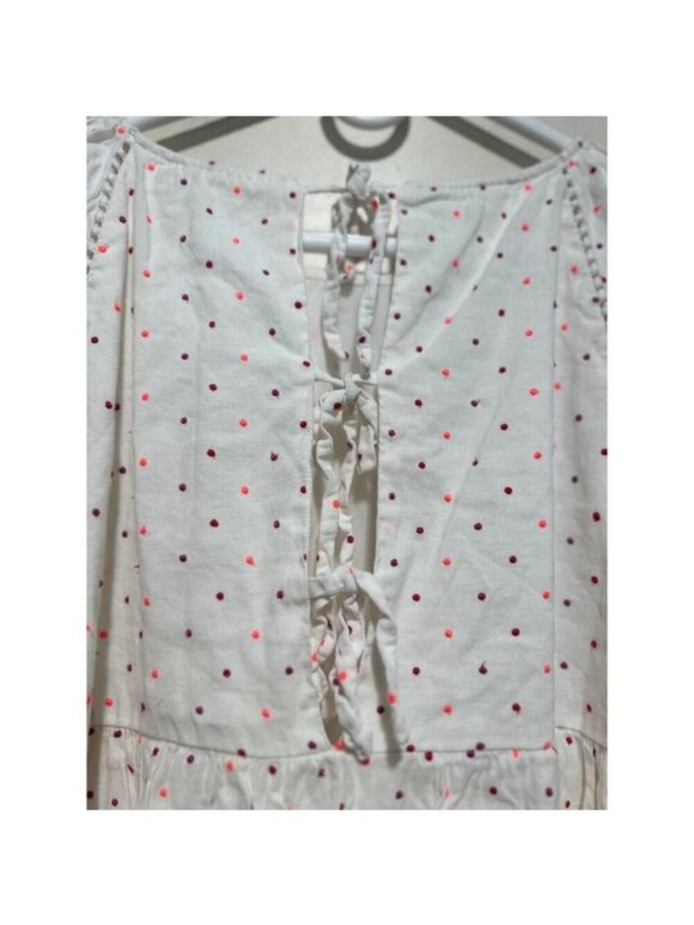Sézane Grace Embroidery Polka Dots Dress 44 XXL White Bishop Sleeve Dainty Linen - Picture 16 of 16